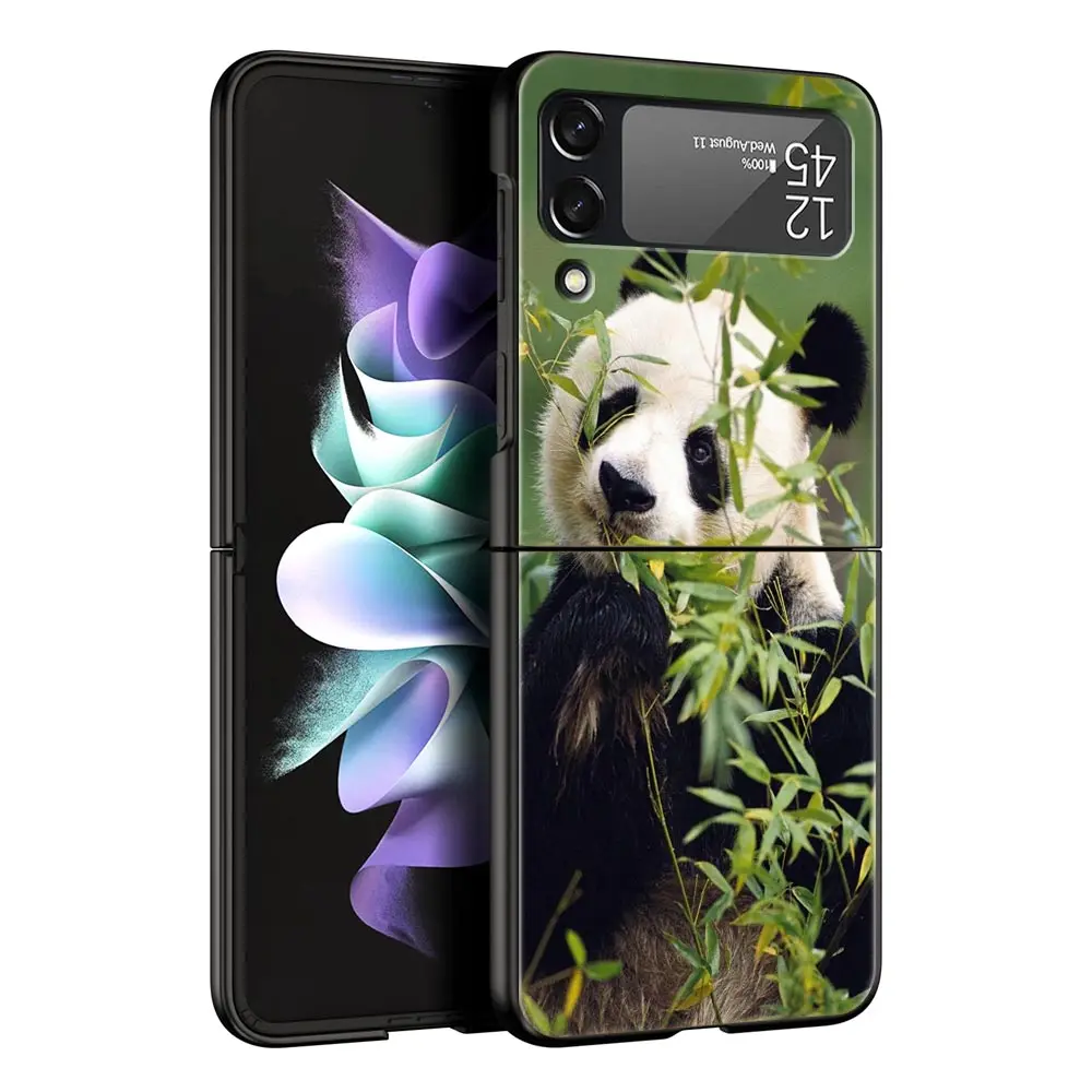 Luxury Black Folding Phone Case with Fubao Panda Design