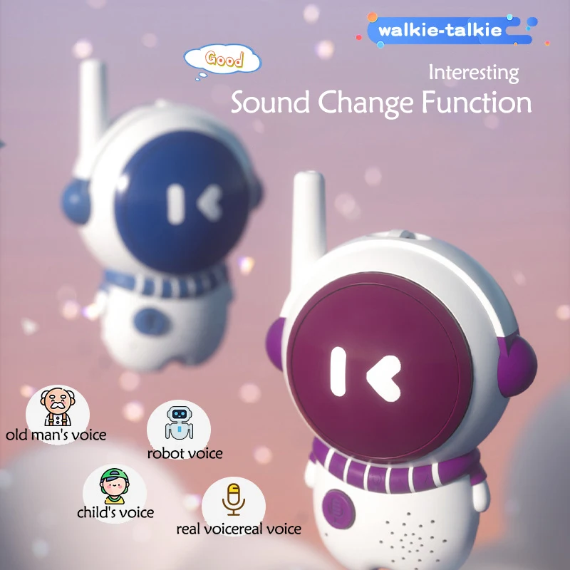 Walkie Talkie Astronaut Kids Walkie Talkie 3km Range Electronic Toys Children's Gadgets Change Voice Radio Phone Birthday Gifts for Boys Girls