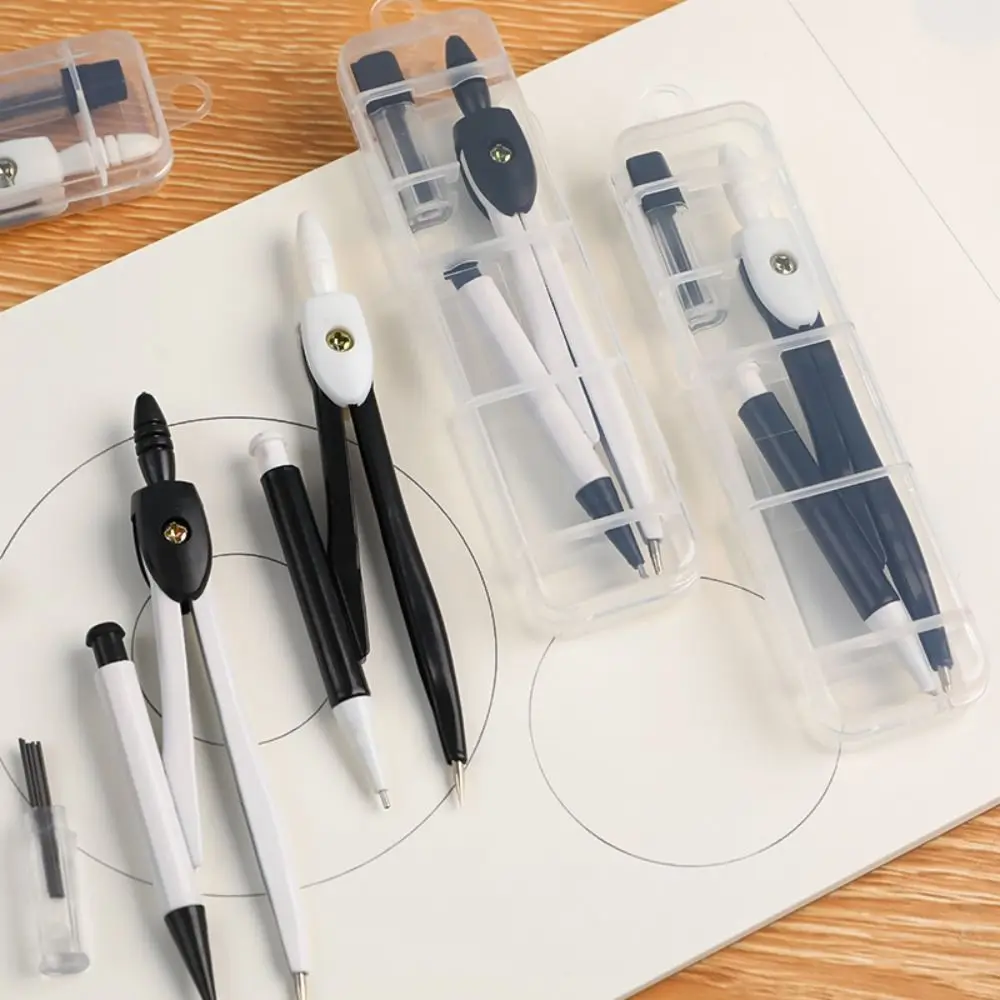 연필 리필심 포함 컴퍼스 드로잉 세트 고정밀 연필 부착형 기하학 드로잉 자 수학 미술용