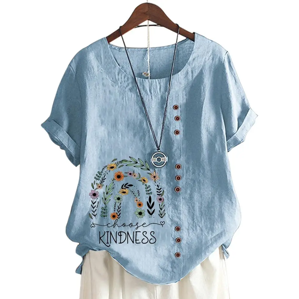 

Stylish and Relaxed Women's Cotton Tee with Personalized Print Patterns