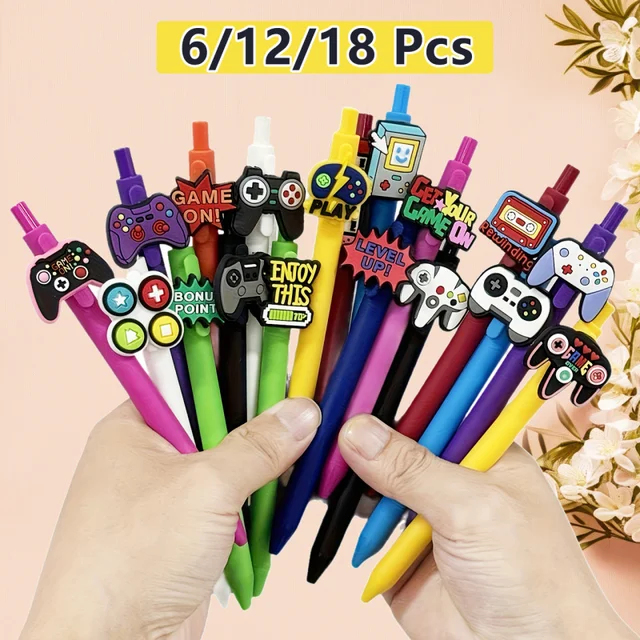 6/12/18pcs Fun Ballpoint Pens, Game Controller Theme Retractable Pens, Student Adult Emotional Support