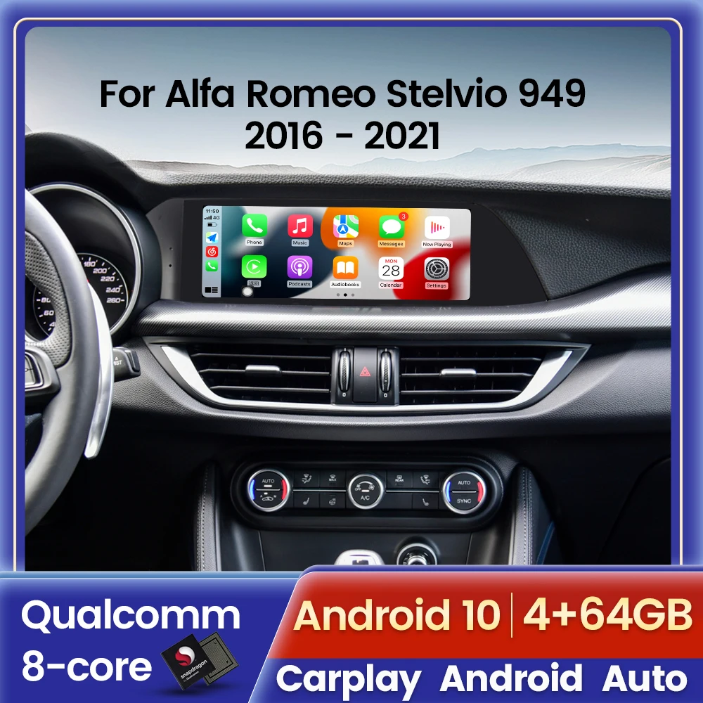 

Android 10 8-Core Car Radio GPS Navigation For Alfa Romeo Stelvio 949 2016 - 2021 Carplay Multimedia Automatic Player RDS DSP BT