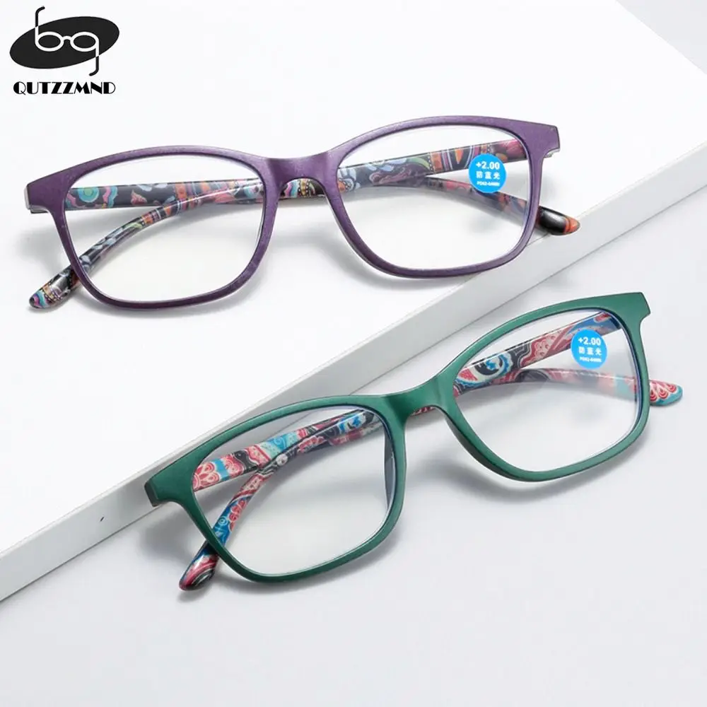 

1PC Plastic Rectangle Anti-blue Reading Glasses for Women Men Fashion Pattern Presbyopic Eyewear with Degree +1.0~+4.0 Portable