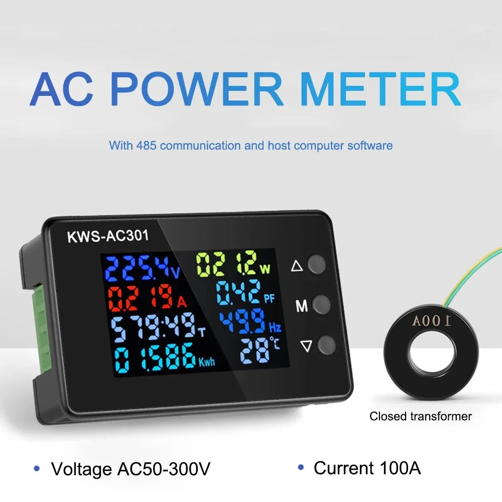 KWS-AC301 Wattmeter Power Meter Voltmeter AC 50-300V Voltage Power Analyzers LED AC Electricity Meter 0-20/100A Detector