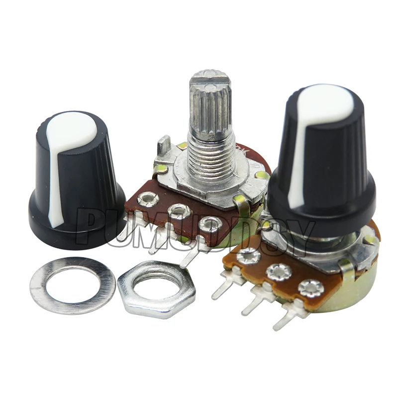 WH148 1K 10K 20K 50K 100K 500K Ohm 15mm 3 Pin Linear Taper Rotary Potentiometer Resistor for Arduino With AG2 White Cap 5 Sets linear potentiometer rotary potentiometer potentiometer kit electronic components