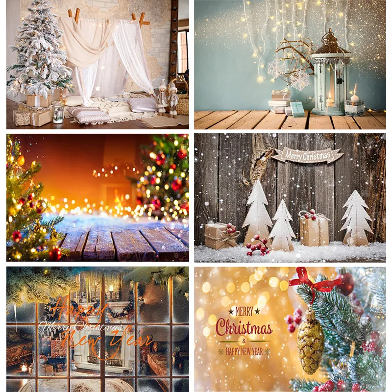 

SHENGYONGBAO Christmas Photography Background Christmas tree Fireplace Backdrops For Photo Studio Props SD-03