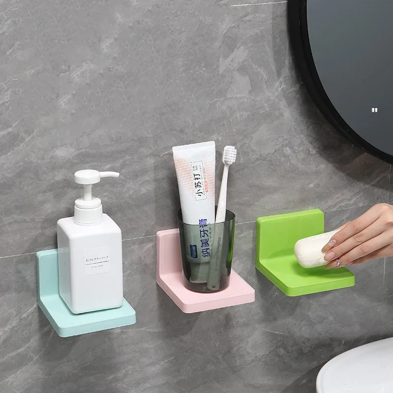 Multifunction Wall Mounted Storage Rack Adhesive DIY Soap Sponge Holder Kitchen Bathroom Shelves No-drill For Remote Control Key storage rack wall mounted storage box soap holder bathroom shelf bathroom shelf rack bathroom storage rack wall shelf organizer wall shelf countertop storage rack