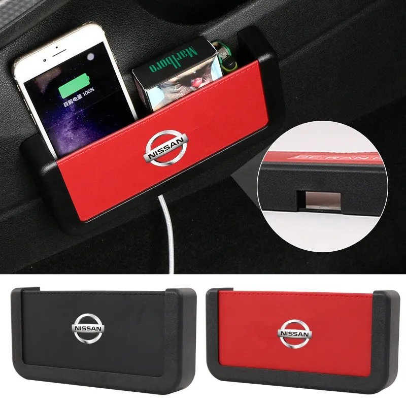 Car Leather Phone Holder Storage Box Organizer Bag for Nissan Qashqai