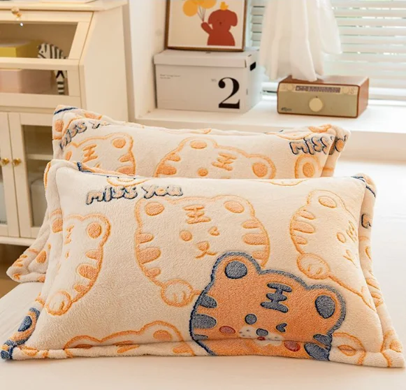 thumbnail image 1 of Funda de almohada gruesa de lana de leche para invierno, ropa de cama de lana de Coral, funda de almohadas suave y cálida de lujo Simple, 1 of 5