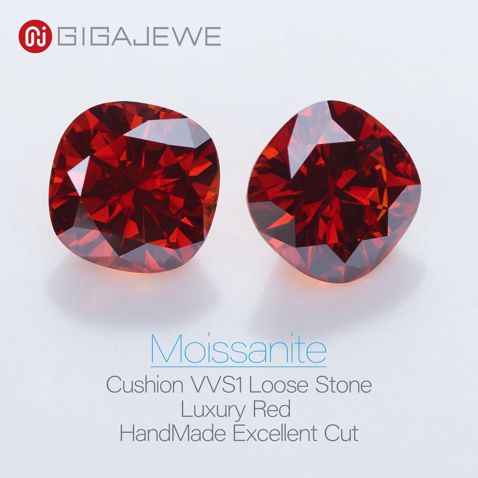 

GIGAJEWE Moissanite роскошный красный цвет подушка ручной работы VVS1 Премиум драгоценные Камни Свободный алмаз тест прошел драгоценный камень для изготовления ювелирных изделий