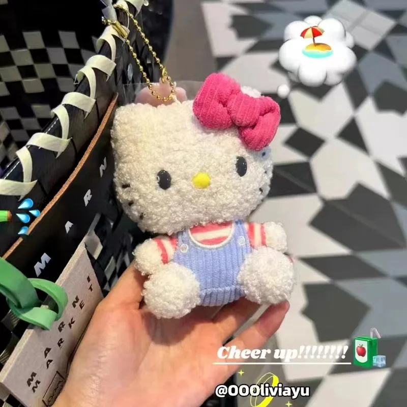 

Sanrio Plush Doll Keychain Hello Kitty Anime Children Stuffed Toy Pendant Keyring Girls Kawaii Plushie Keychains Birthday Gifts