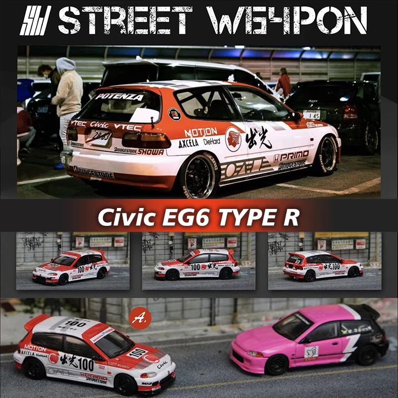 

SW 1:64 Civic TYPE R EG6 SPOON Diecast Diorama Car Model Collection Miniature Carros Toys