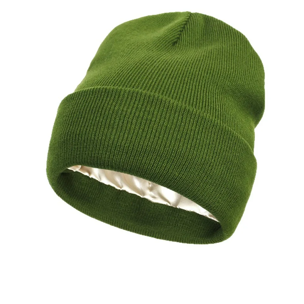 Women's Hats for Autumn&Winter-Comfortable Stylish Versatile Warm-Keeping Hairstyle-Protecting Knitted Satin Woolen Hats - 5