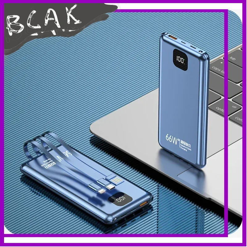 고품질 도매 66W 고속 충전 자체 케이블 포함 신형 파워뱅크 20000mAh 30000mAh 대용량 초슬림 BCAK 모바일