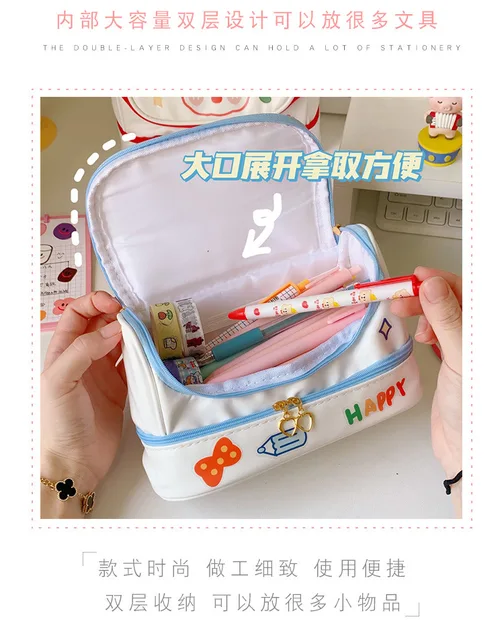 Estuche de lápices Kawaii para niños y niñas, bolsa multifuncional para  bolígrafos, suministros escolares para estudiantes, regalos de papelería -  AliExpress