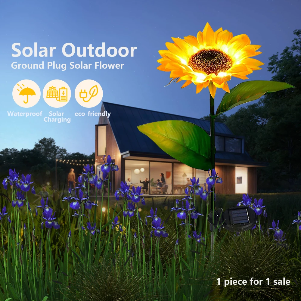 IP65WaterproofSolarFlowersPathwayLightSolarSunflowersOutside