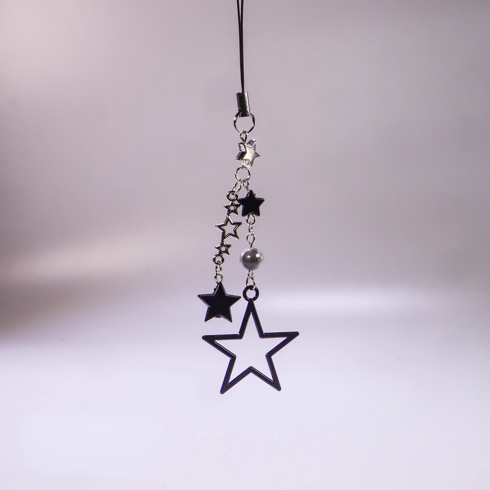 Y2K Style Metal Black Star Pendant Phone Charm Strap Sweet
