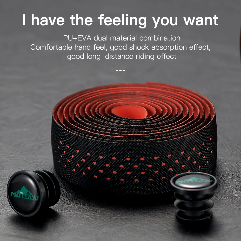 MOTSUV Soft Road Bike Bicycle Handlebar Cork EVA PU Bar Tape Professional Cycling Damping Anti-Vibration Wrap With 2 Bar Plug bike handlebar tape