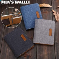 Men's Short Wallet Cowboy Canvas Business Male Super Thin Small Money Vintage Korean Version Citrill Tide Wholesale Solid Color 1