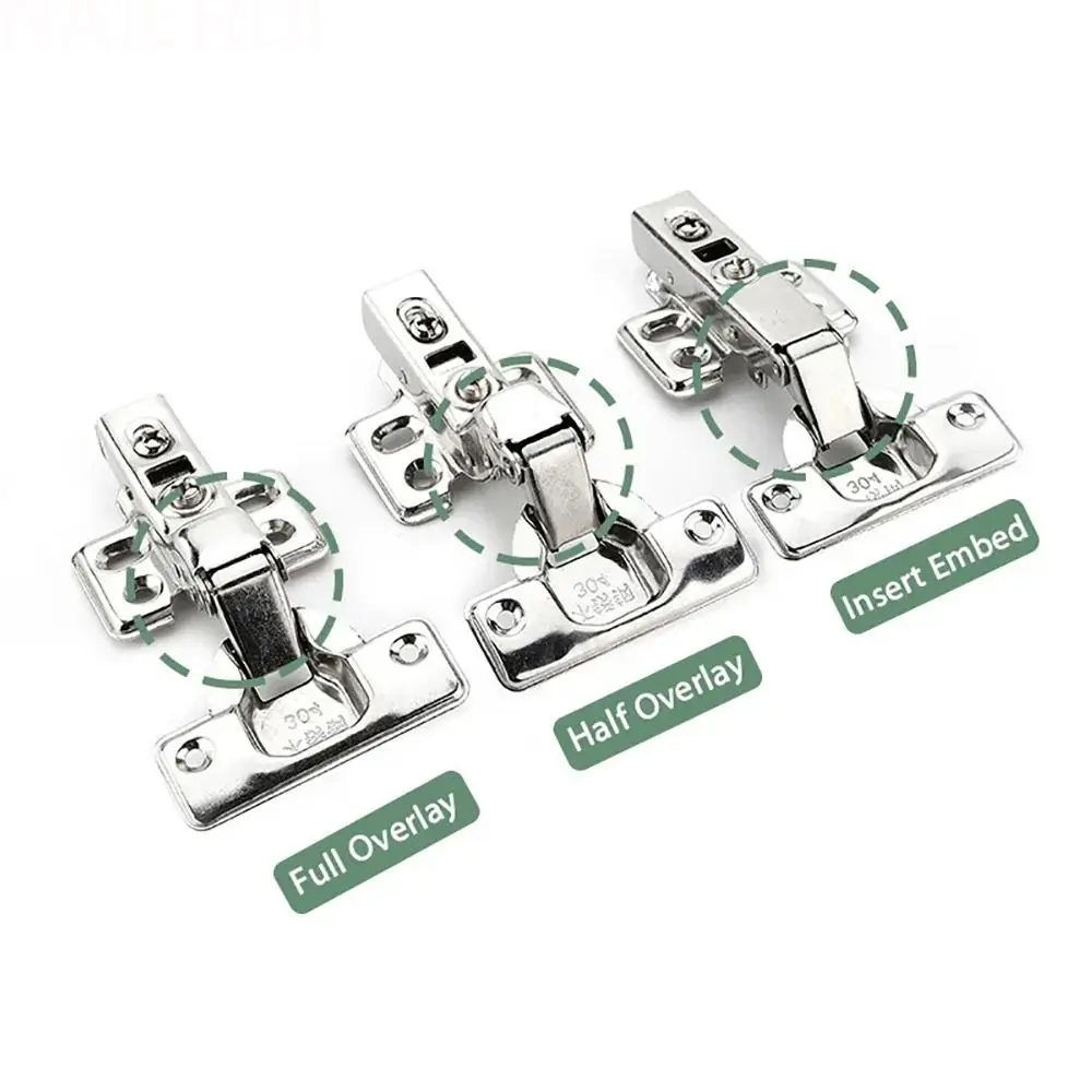 2Pcs Stainless Steel Cabinet Door Hinges Hydraulic Damper Soft Close Quiet Wardrobe Door Concealed Hinges with Screws