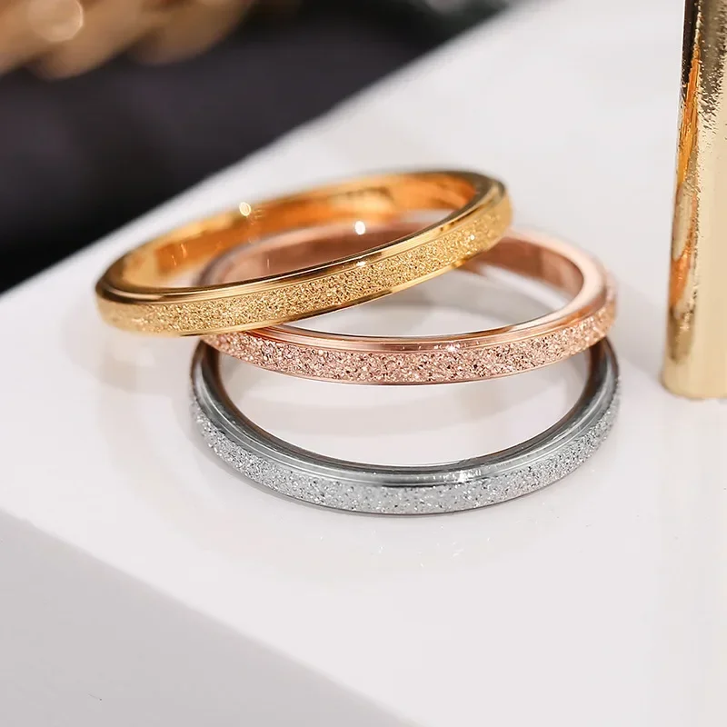 Fashion Rings Gold Rings Stainless Steel Rings Finger Rings Metal Rings Fashion Ring Stainless Steel Women's Rings 2mm Width Rose Gold Color Finger Gift for Girl Jewelry