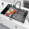 Waterfall Large Single Sink Waterfall Kitchen Wash Vegetable Washbasin Apartment CoffeeStainless Steel Household 3