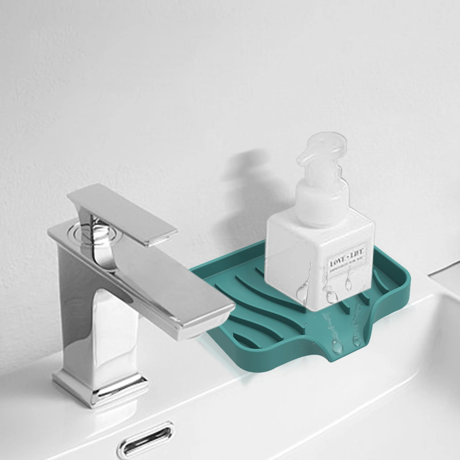 Soap Holder Silicone Draining Soap Dishes Anti Slip Pad Free Punch Box Kitchen Bathroom Countertop Non-Slip Pad Shelf