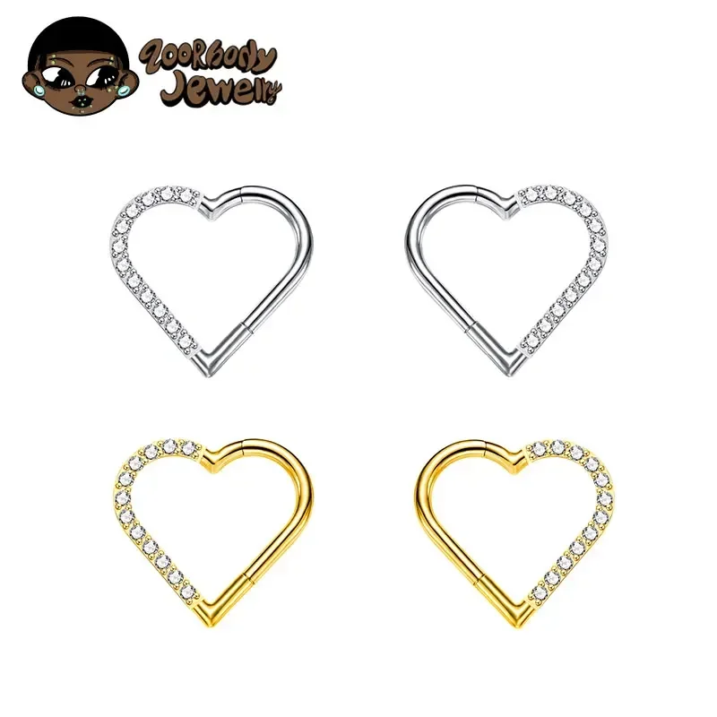 

Heart Daith Pierced Nose Ring ASTM F136 Implantation Grade Diaphragm 16G Clicker Tragus Leather Earring Body Jewelry Wholesale