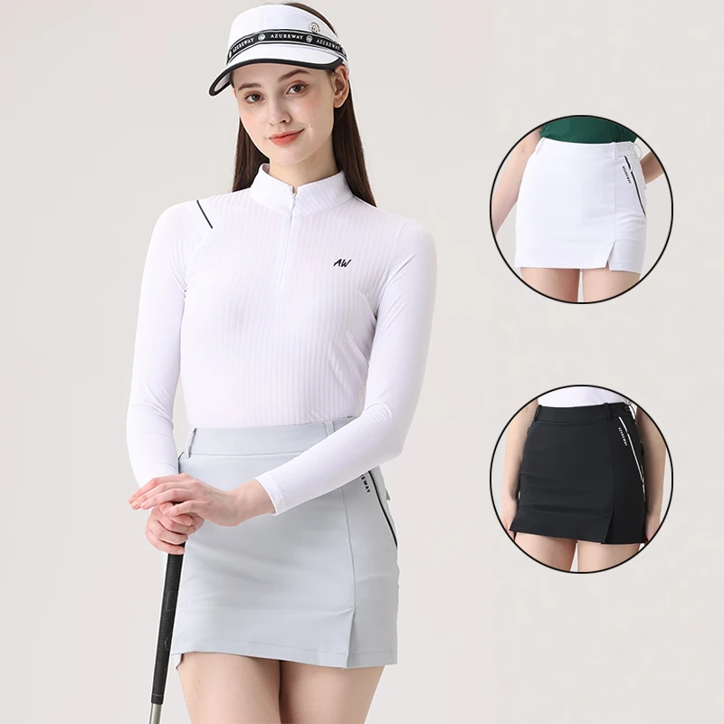 

2024 Azureway Tennis Skirt A-lined Skinny Golf Skirts Women Split High Waist Running Workout Skorts for Ladies Casual Golf Dress