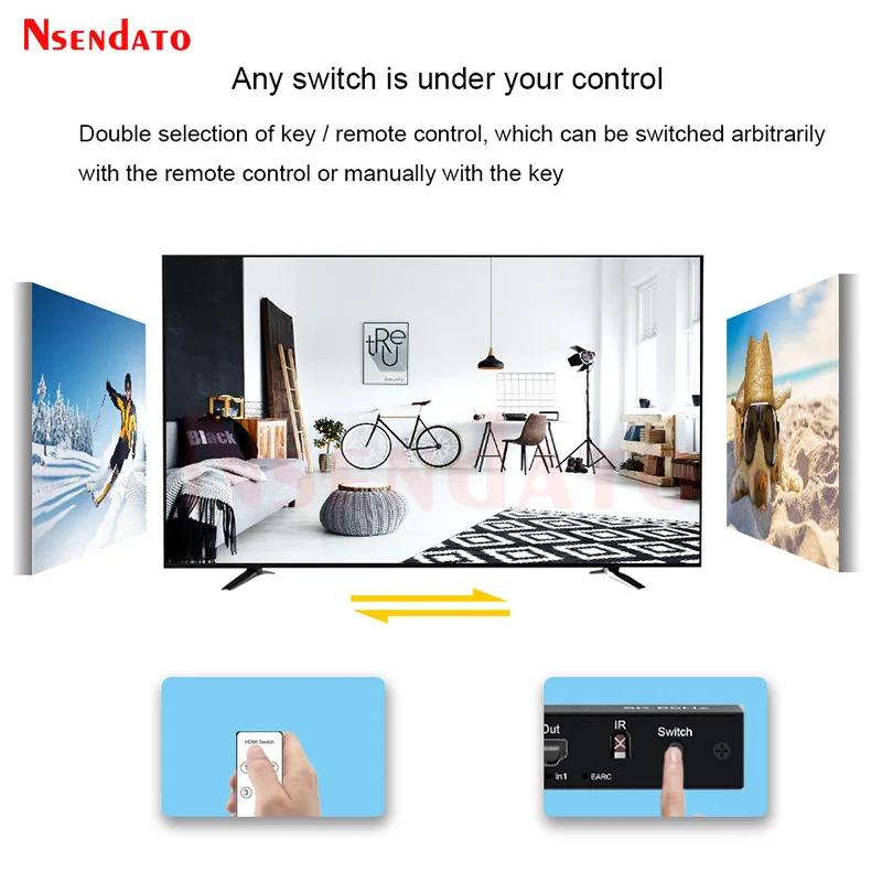 HDMI HDR Switcher 8K 60Hz 4K@120Hz 4x1 HDMI Audio Extractor Support EARC ARC With 3.5mm optical fiber coaxial For PS5 XBOX TV PC