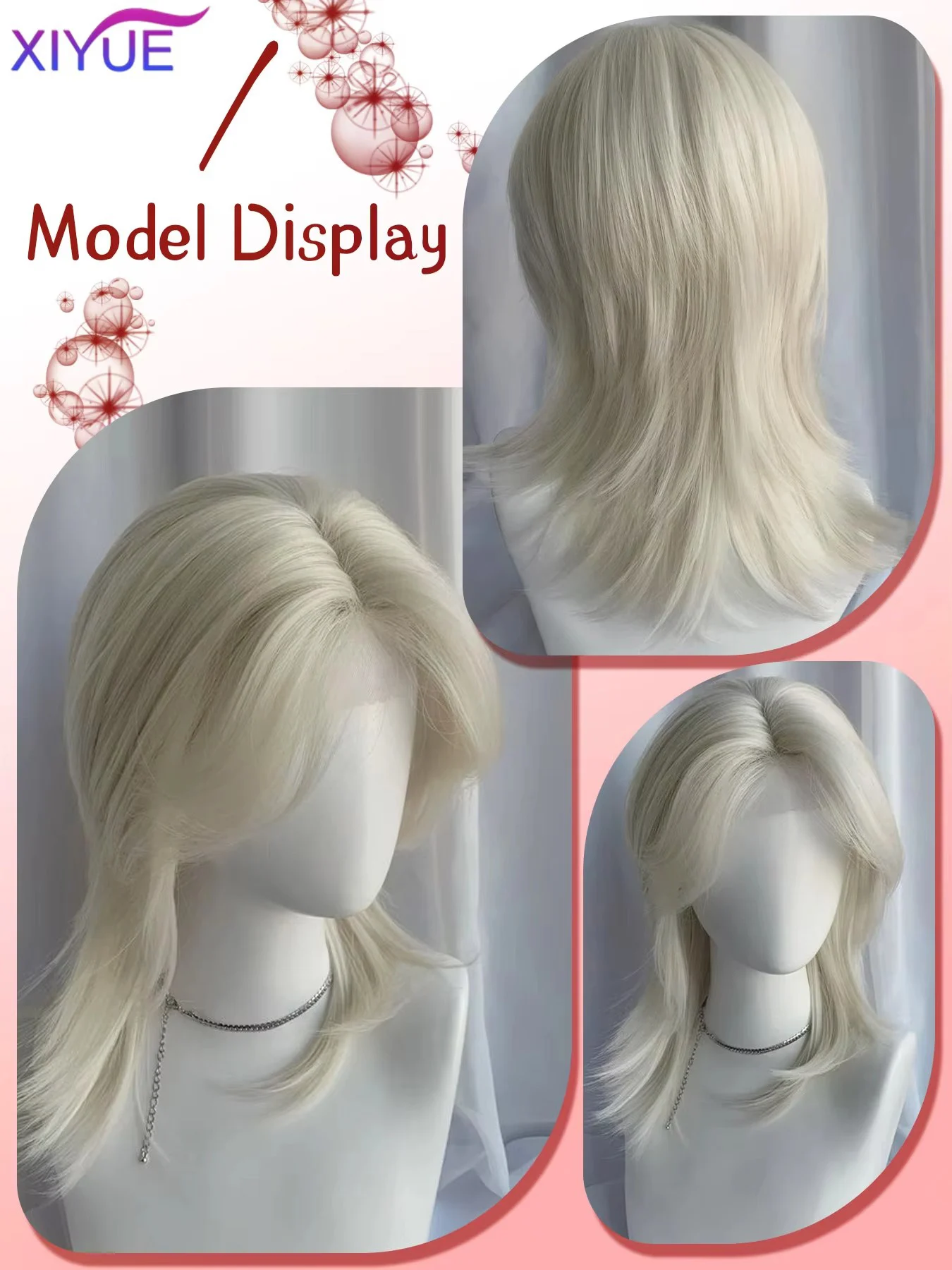 Lolita Synthetic Wig Forehead Lace Wolf Tail Short Curly Hair White Gold Layering Daily Fluffy Wig Full Head Unisex Daily Hallow lace front wig lace wigs synthetic wigs womens synthetic wigs