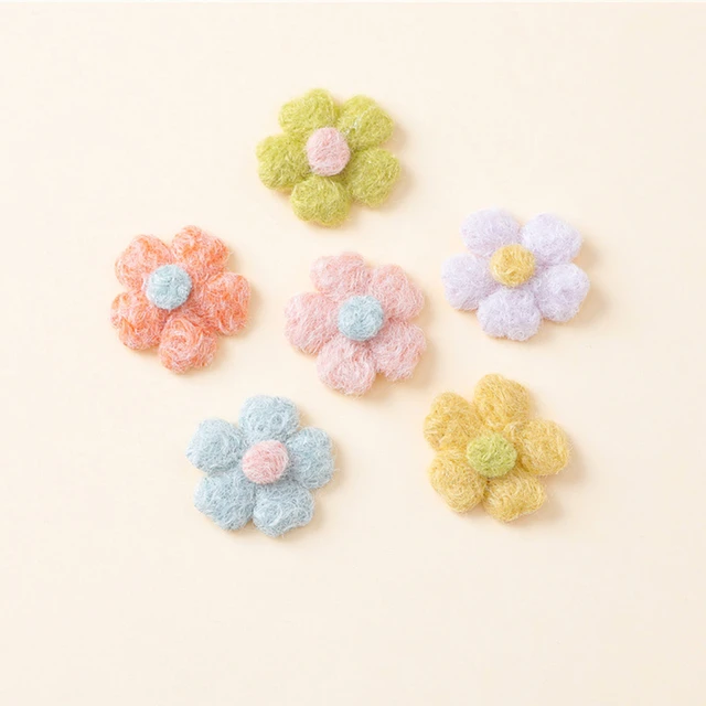 DIY Handmade Colorful Flower Padded Patches, Appliques for Clothes, Sewing  Supplies, Hair Decoration, 5 PCs/Lot