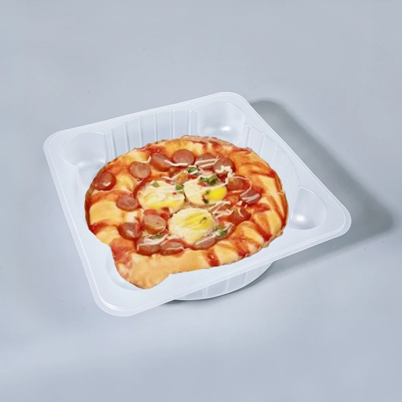 플라스틱 피자 트레이 핸드 파이 미리 조리된 필링 전자레인지용 내부 트레이 냉동 스프링롤 냉동 대형 수프 만두 케이크 포장 상자