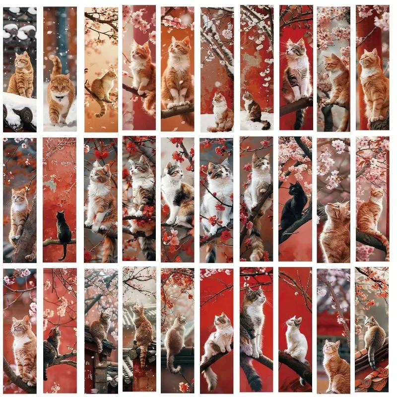 Palace Museum and Cat Bookmarks 30pcs Cartoon Cute Reading Pages Book Markings Card Student Supplies Gift Bookmarks