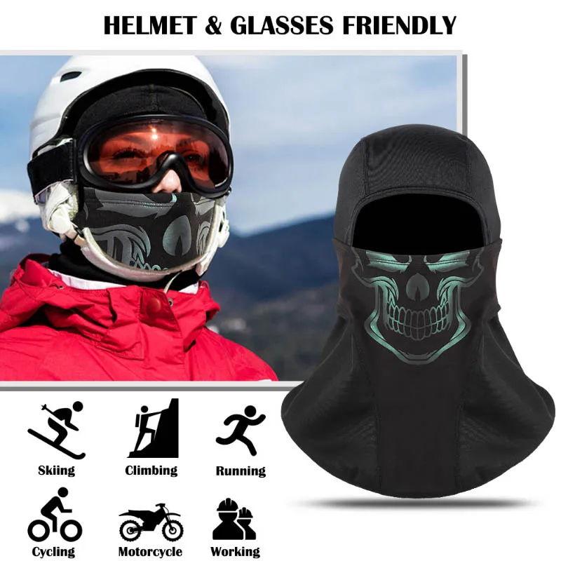 WEST BIKING Winter Cycling Headwear Reflective 3D Print Warm Windproof Bicycle Full Face Cover Balaclava Outdoor Sport Mask Gear