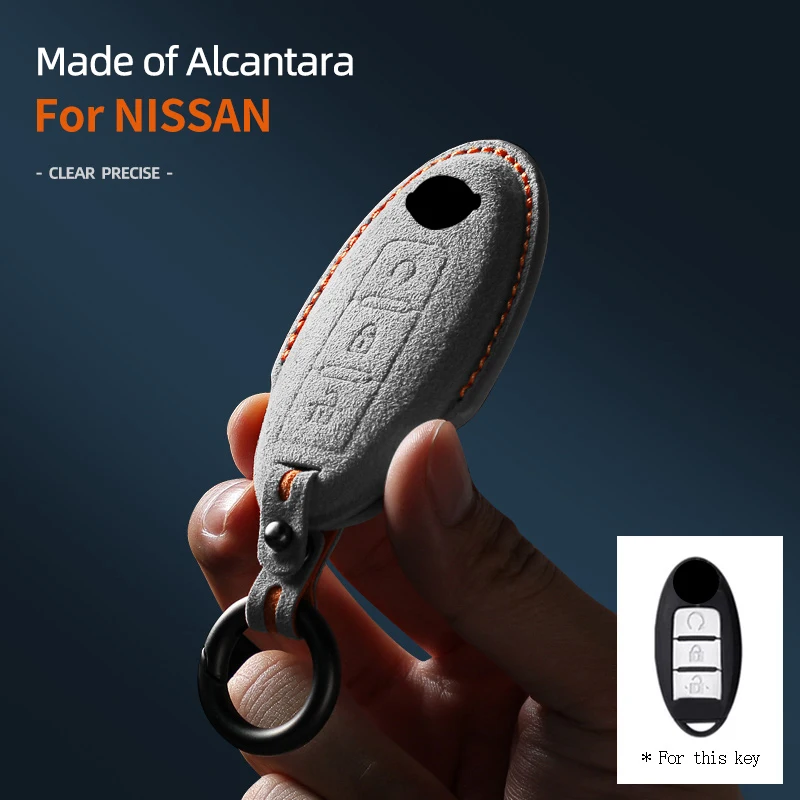 

For Nissan Qashqai Juke J10 J11 X-Trail T32 T31 Kicks Tiida Pathfinder Alcantara Suede Car Key Case Shell Keychain Accessories