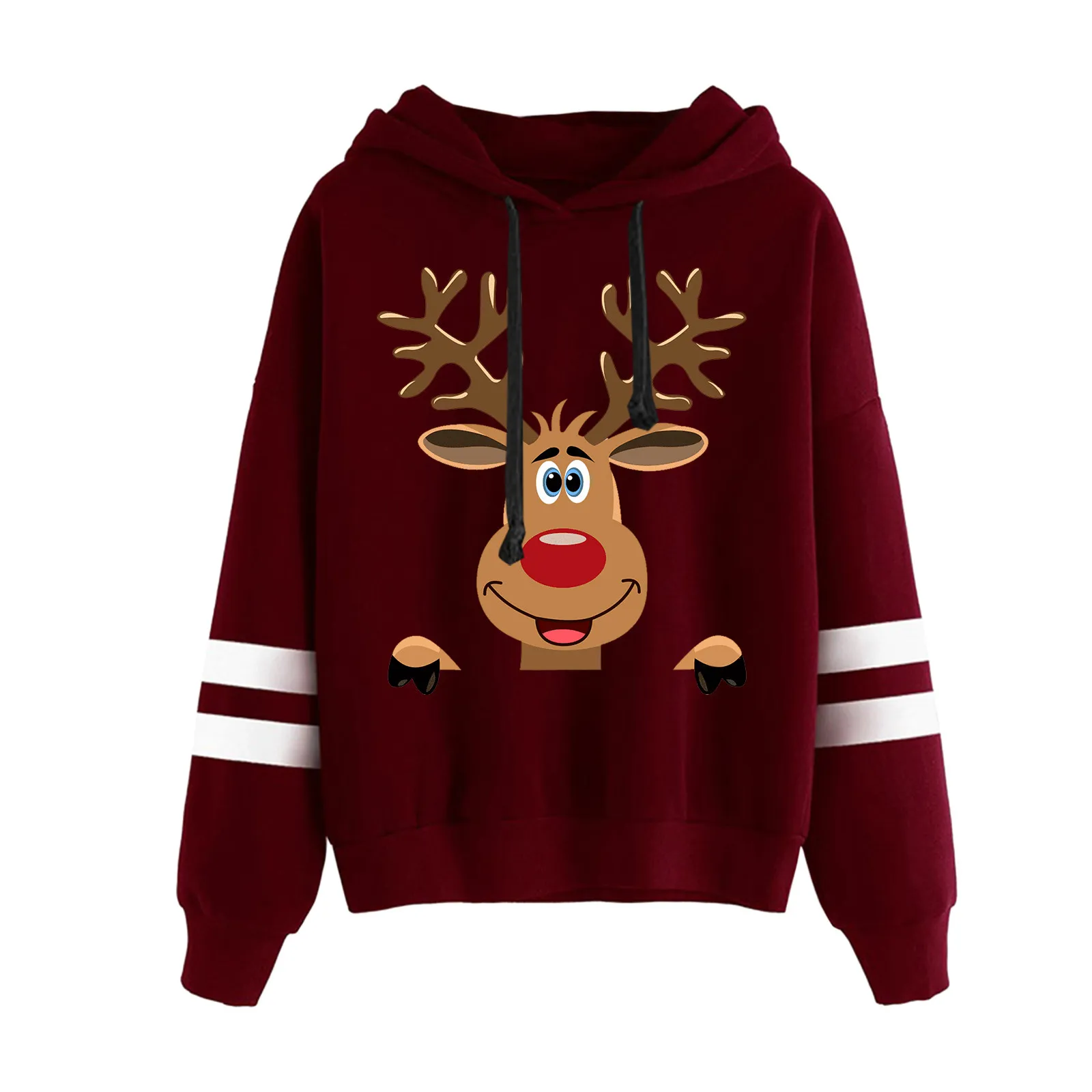 

Sleeves Pullover Women Print Tops Christmas Sweatshirt Long Hooded Shirt Women'S Sweatshirts Woman Clothing Sudaderas Pull Femme