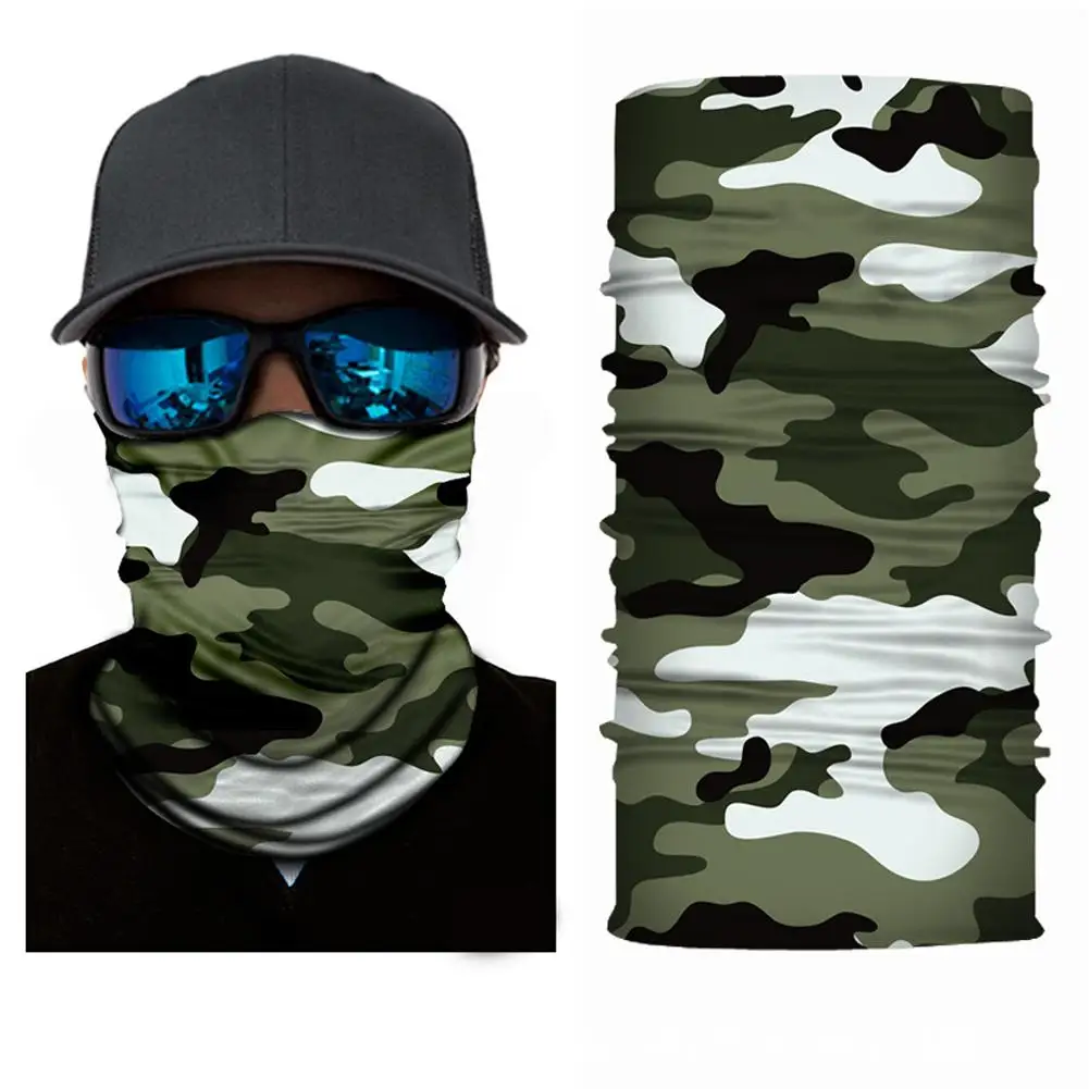 Camouflage Ice Silk Half Face Mask Neck Protection Sunscreen Anti-UV Dust-Proof Outdoor Fishing Running Cycling Supplies
