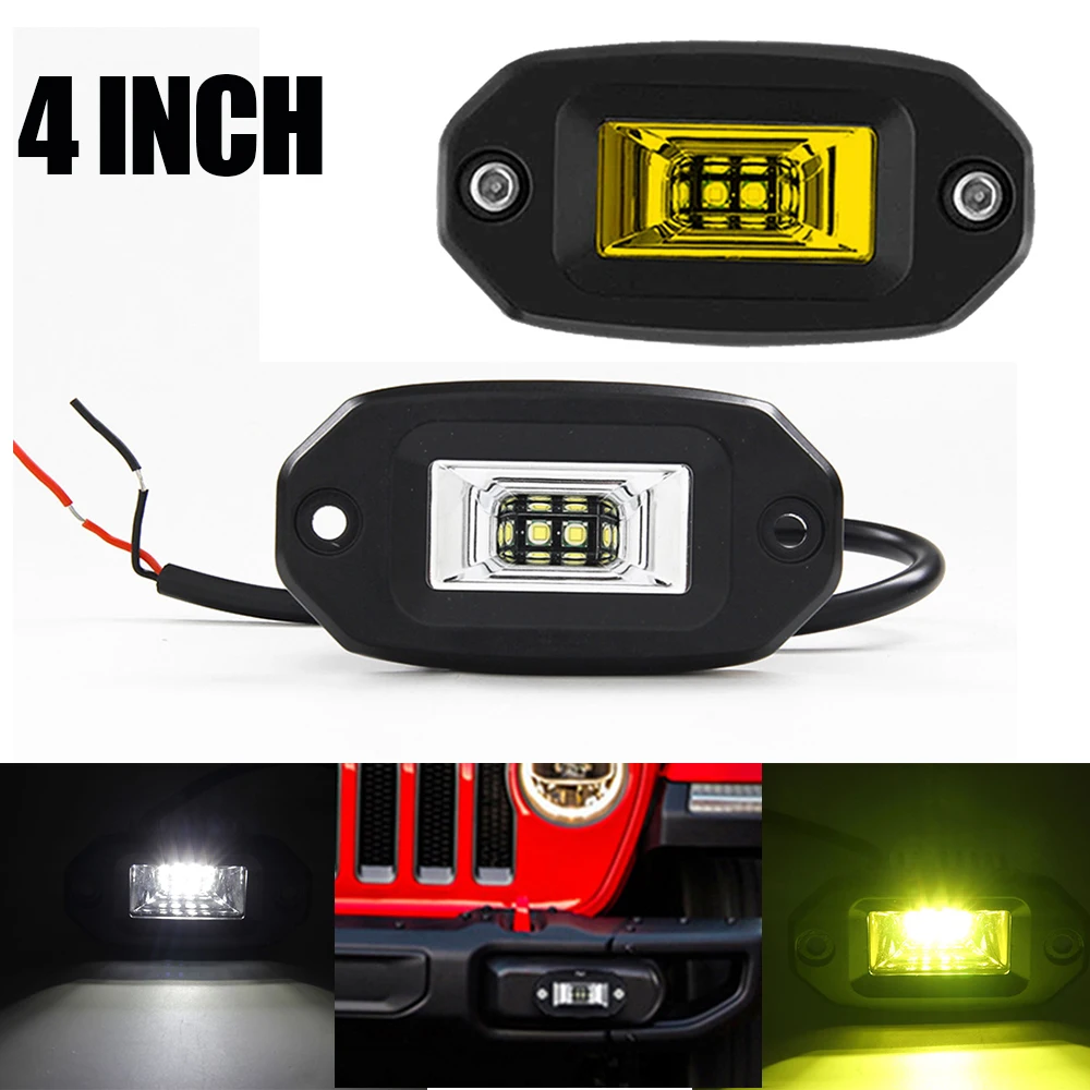20W Montaggio A Incasso Led Pods Flood Work Light Bar 6500K Lampada Da Lavoro A Led Impermeabile Che Guida La Nebbia Per Il Motore Dell'Auto Pickup Di