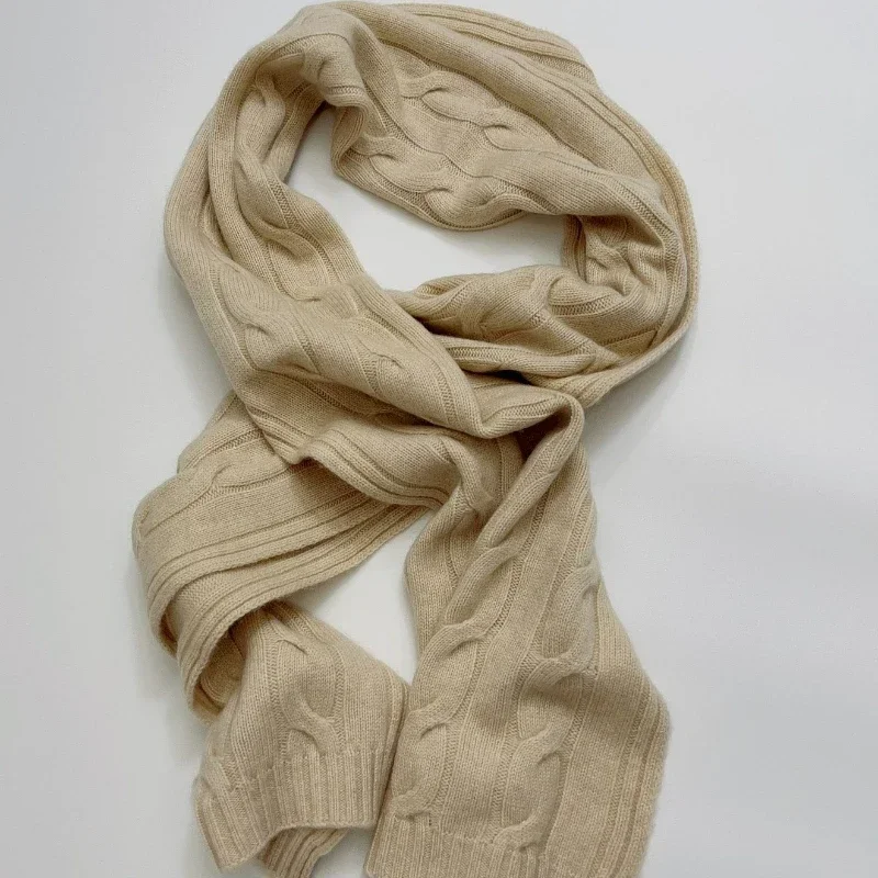 

New 100% Cashmere Multi-color Twist Knitted Scarf for Women Autumn and Winter