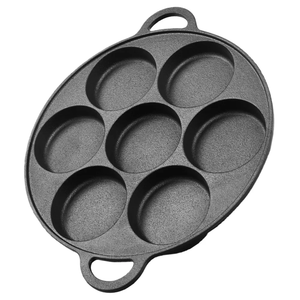 3-7Hole Frying Pot Cast Iron Skillet Omelet Pan Non-Stick Egg Pancake Steak Pan Kitchen Cooking Ham Breakfast Maker Cookware