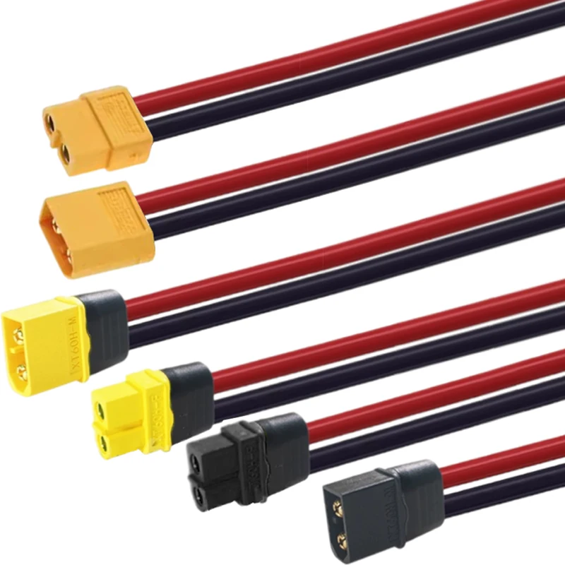 Rouleau de fil de batterie XT60 12AWG de 20 mètres, avec connecteurs mâle et femelle séparés.