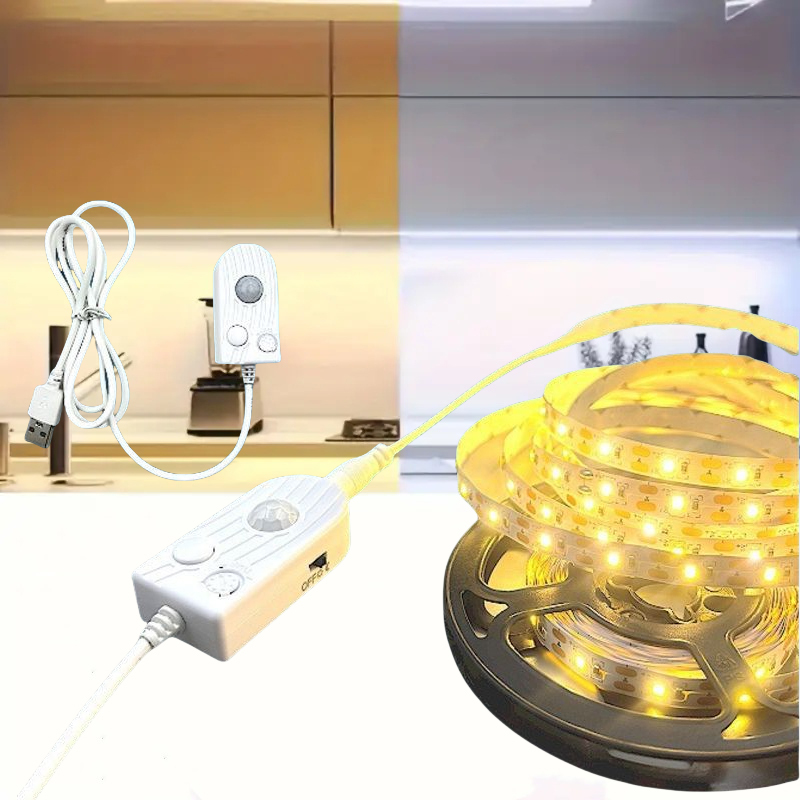 1pc Motion Sensor Cold White LED Strip Light USB Powered Automatic Switch For Low-voltage Human Sensing Light Strips In Stairs