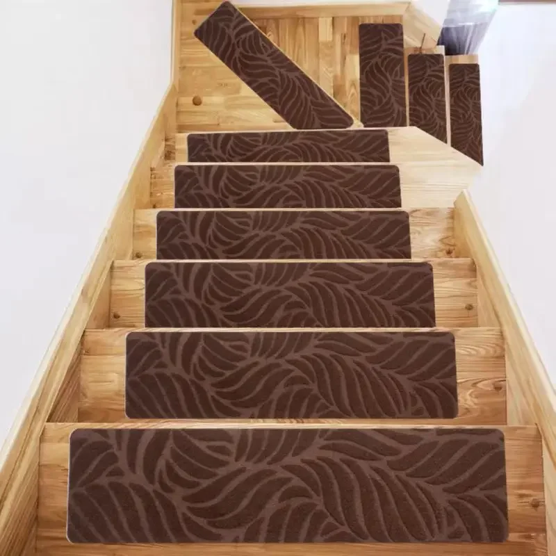 76x20cm Adhesive Free Self-adhesive Stair Mat TPR Anti-slip Step Pad Repeatedly Used Floor Rug Brushed Embossed Carpet 3