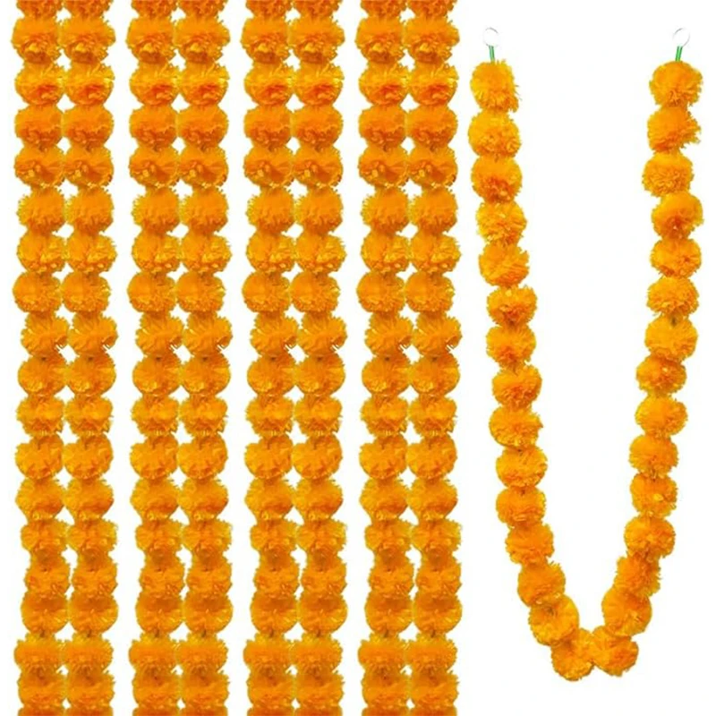 150 cm künstlicher Ringelblumenkranz für Zuhause, Raumdekoration, Esstisch, Party, künstliche Blumendekoration, Hochzeitsdekoration, Diwali-Zubehör