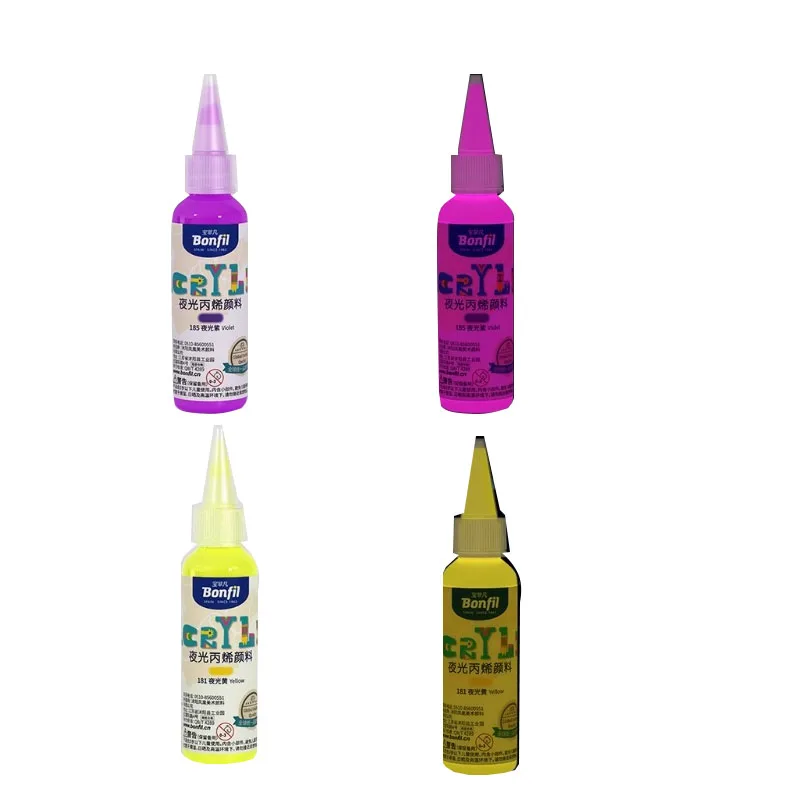 60ml 발광 아크릴 안료 수성 발광 보관 발광 페인트 DIY 의류 벽화 그래피티
