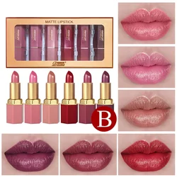 Luxurious Velvet Matte & Pearlescent Glitter Lipstick Set - 6 Stunning Shades - Full Size (SS26-B)