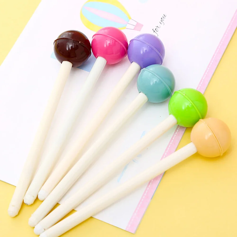 Japanese Pretty Kawaii Lollipop Candy Gel Pen Cute Blue Stationery School Supply Kawai Stationary Office Accessory Lovely Thing 4pcs lovely 23 5cm lotus flower crystal pearl ball kiss clasp golden diy handmade square metal purse frame handle bag accessory