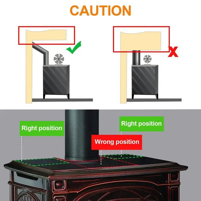 6 Blade Black Fireplace Heat Powered Stove Fan Log Wood Burner Ecofan Silent Efficient Heat Distribution Home Fireplace Fan fireplace fan