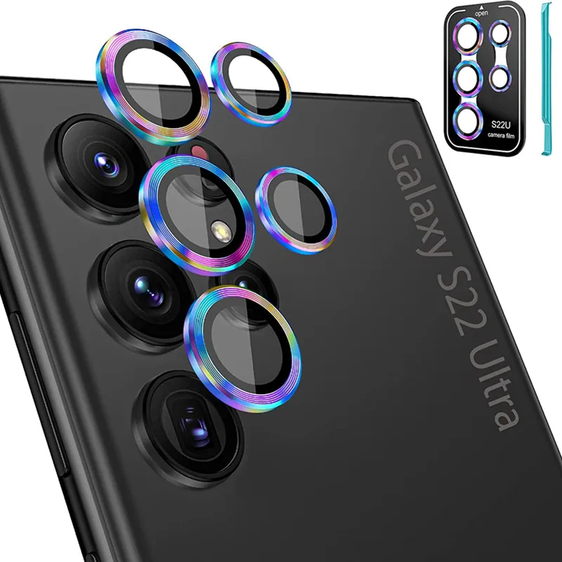 Metalen Ring Gehard Glas Camera Lens Screen Protector Case voor Samsung Galaxy S22 Ultra S23 Plus S22ultra 5G film Ecran Cover_voghion.com